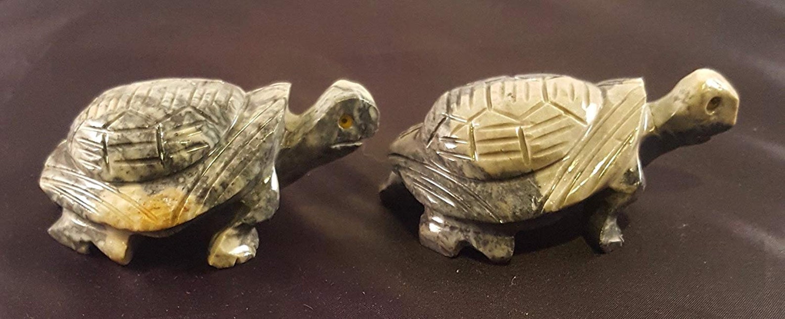 Set of Two Soapstone Turtle Figurines 3.25W Turtle Stone Etsy