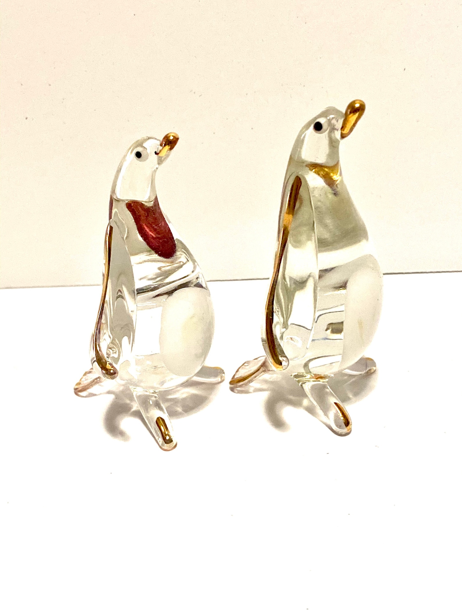 Set of 2 Blown Glass Penguin Figurine 3.5h Etsy