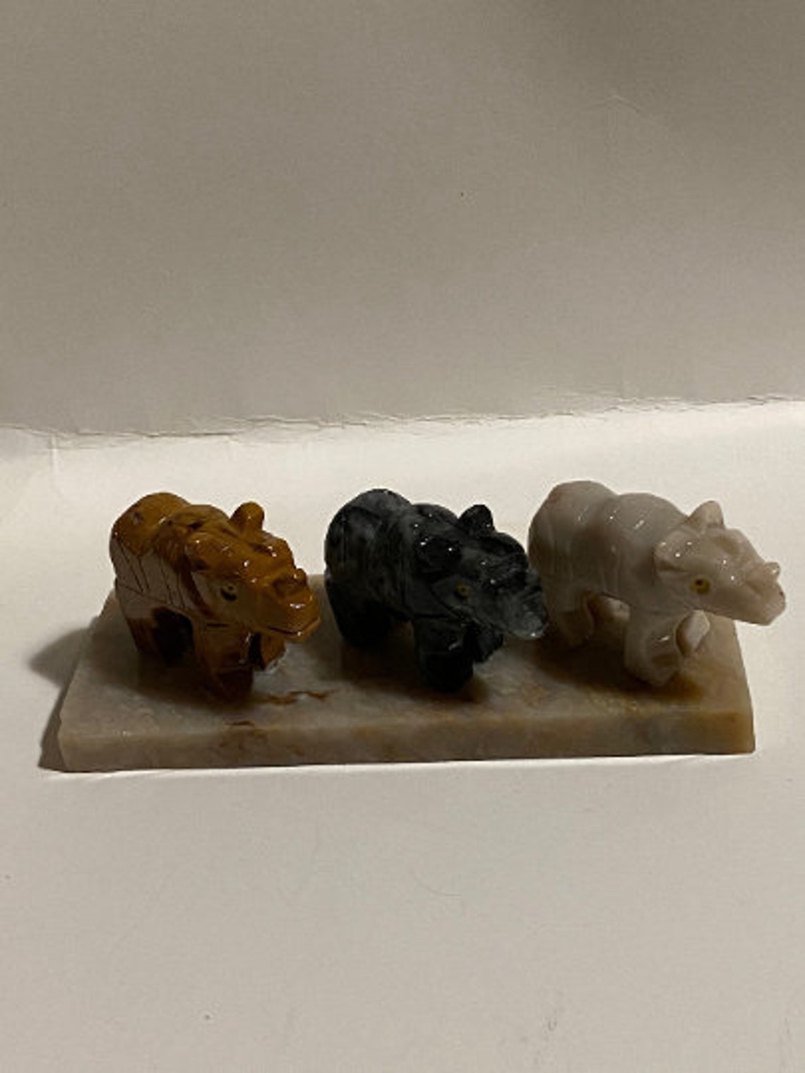 Set of Three Soapstone Animal Figurines Etsy