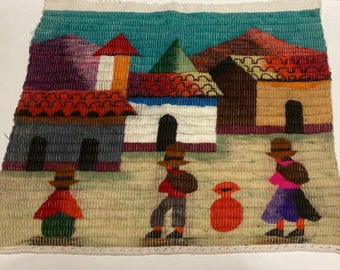 Peruvian Highlands Town Landscape 19"W x 18"H