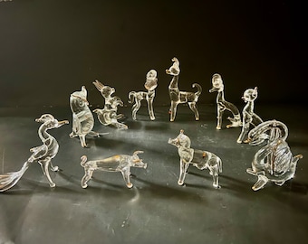 Juego de figuras de animales de vidrio soplado de 10 piezas, 2,0 &quot;-3,0&quot; de alto