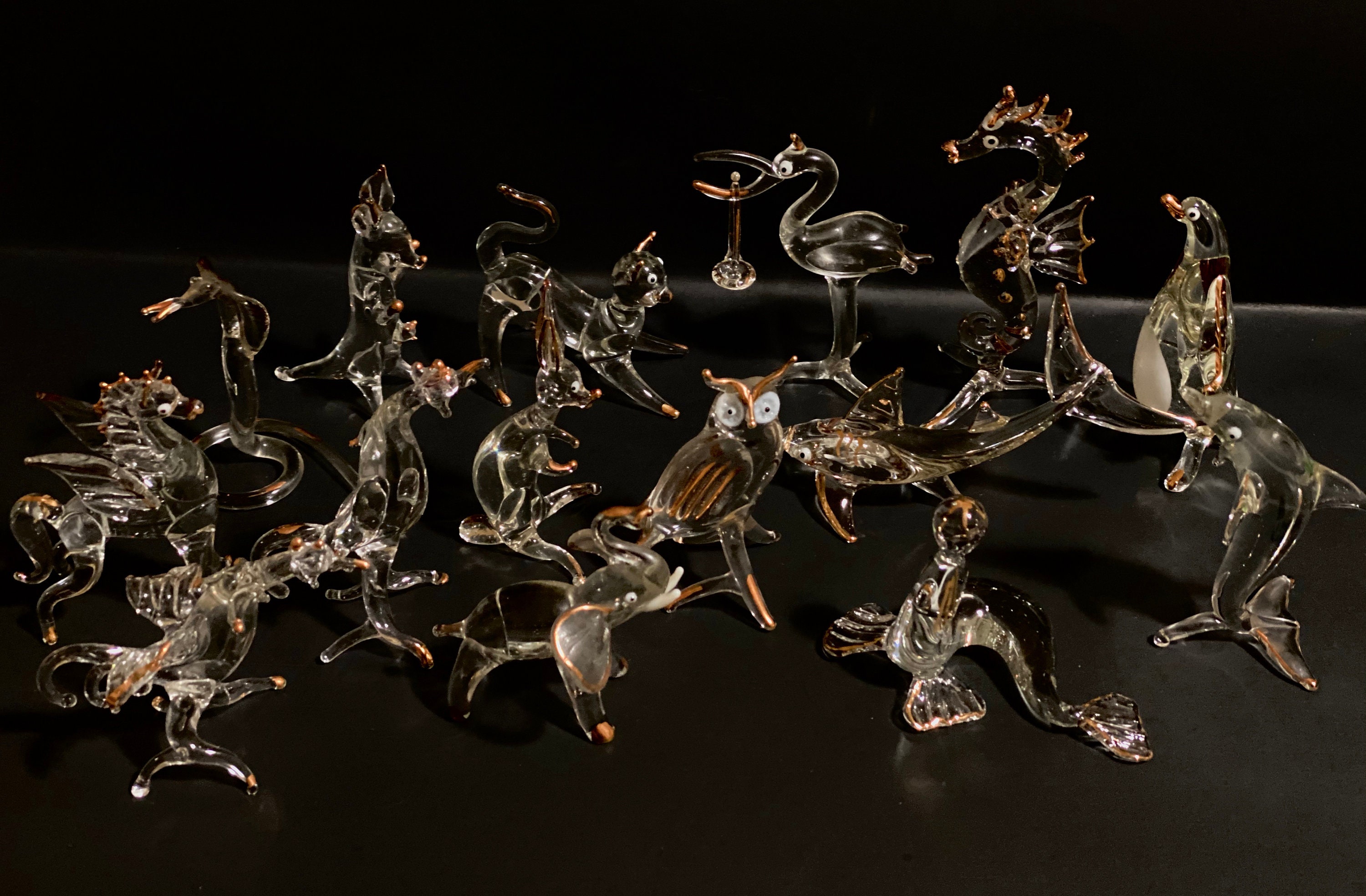 2397❣️浮世絵　セット Set of 15 Piece Blown Glass Animal Figurine Set 2.5