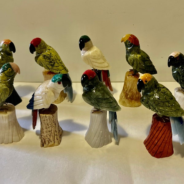 Peruvian Mineral Stone Bird Figurine 3.25"-4.25"H Great Housewarming, Birthday or Animal Figurine Collector Gift