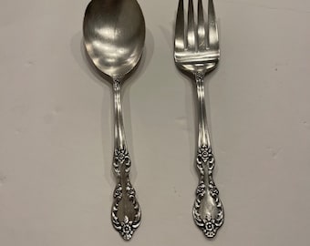 Antique 1800s Wm Rogers Mfg Co Extra Plate Silverware Serving spoon & fork set