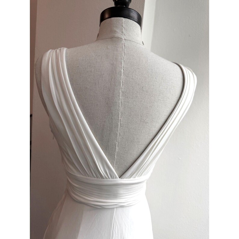 BCBG Max Azria witte Griekse Y2K maxi-jurk XS formeel schoolbal vintage begin jaren 2000 afbeelding 7