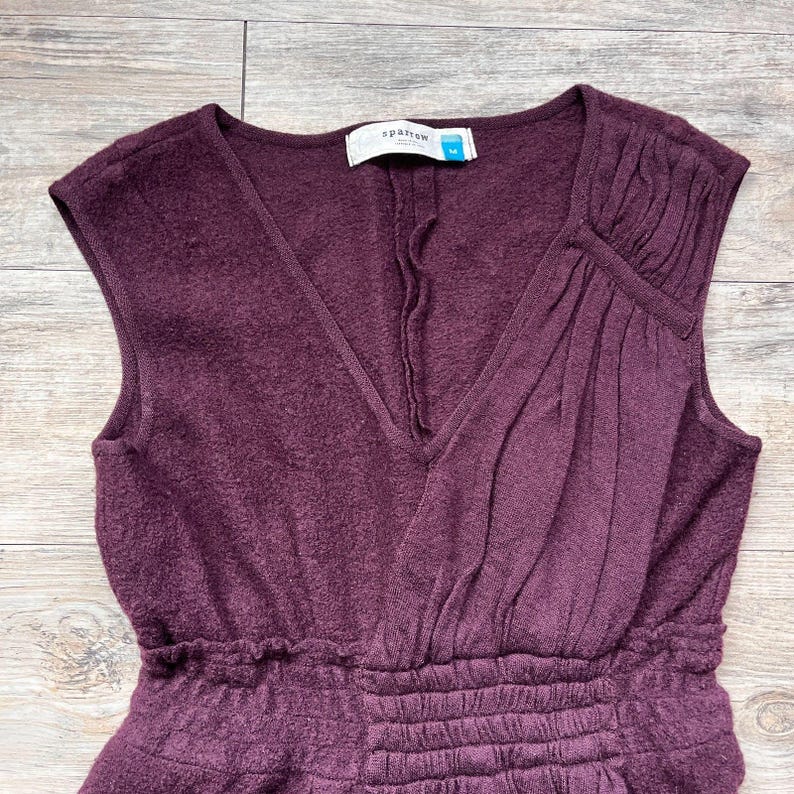 Anthropologie Sparrow Cordial Embrace Dress Medium Burgundy Twilight Alice image 3