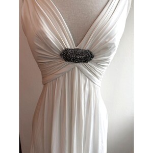 BCBG Max Azria witte Griekse Y2K maxi-jurk XS formeel schoolbal vintage begin jaren 2000 afbeelding 5