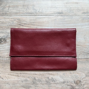 Vintage Lillian Vernon Genuine Leather Travel Organizer Burgundy Document Wallet