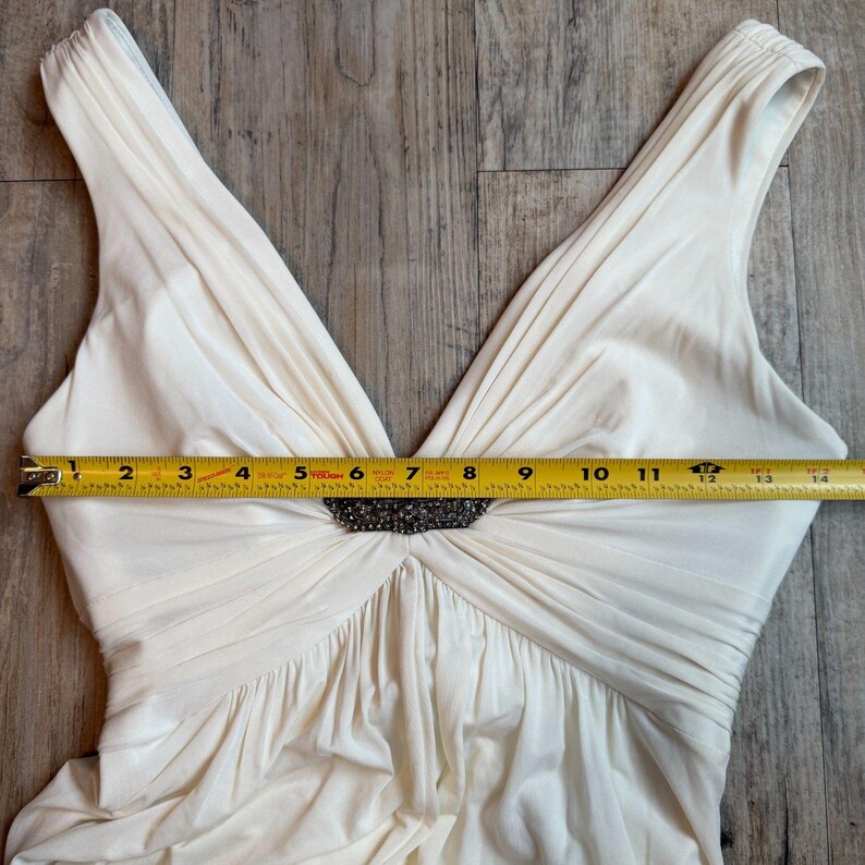 BCBG Max Azria witte Griekse Y2K maxi-jurk XS formeel schoolbal vintage begin jaren 2000 afbeelding 8