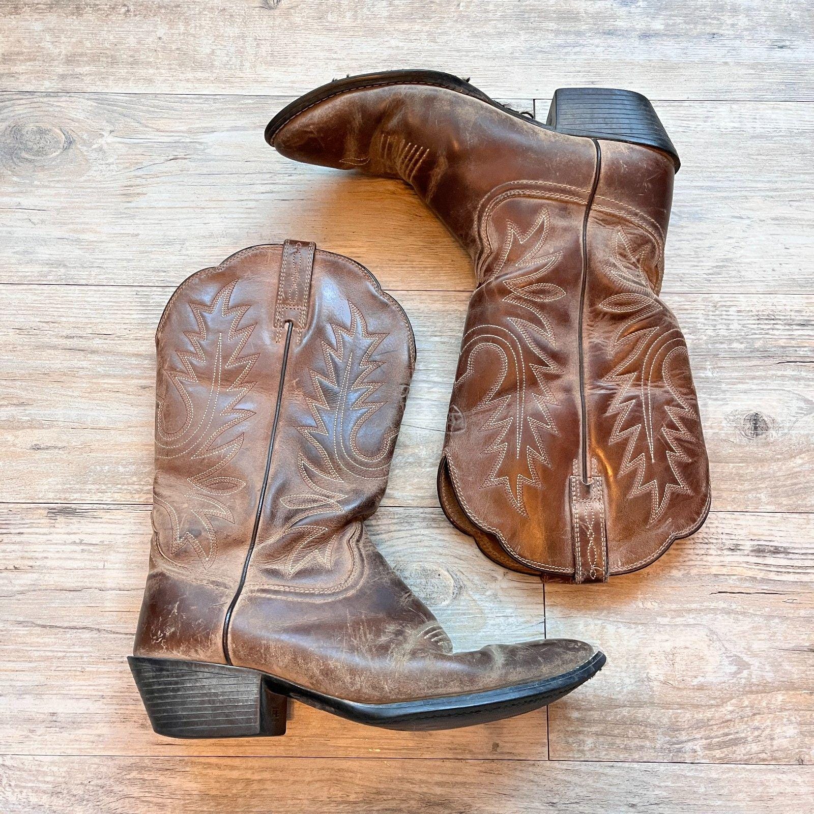 Bottes Compensées Hautes Ariat Pour Femme – Vintage Marron, Taille 7.5B (EU 38) – Suède Et Zip