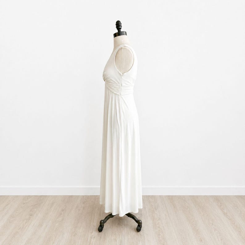 BCBG Max Azria witte Griekse Y2K maxi-jurk XS formeel schoolbal vintage begin jaren 2000 afbeelding 3