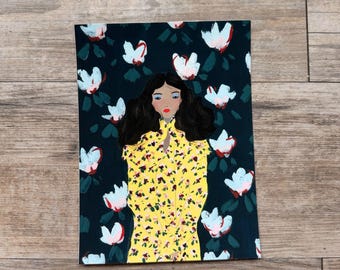 Anthropologie Posey Wall Art Print 6x8 Floral Portrait Illustration Cardstock