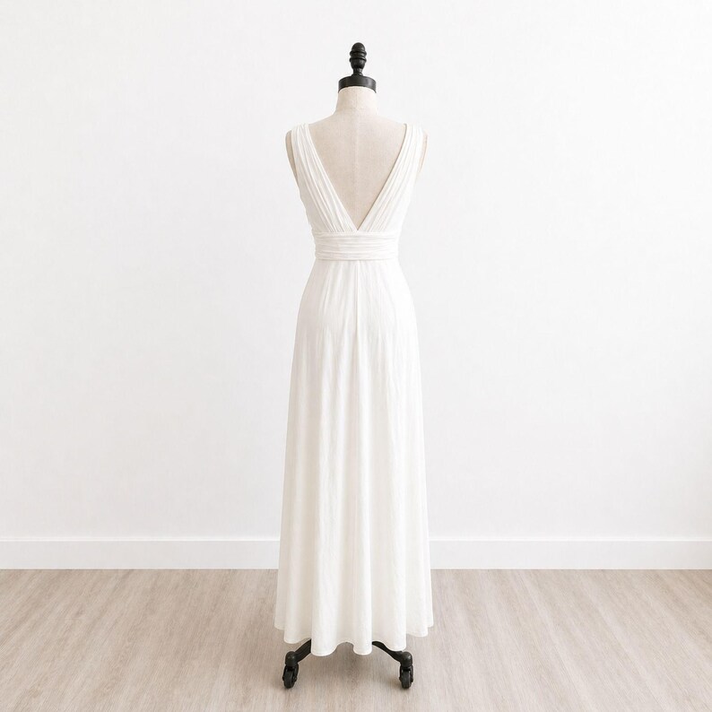 BCBG Max Azria witte Griekse Y2K maxi-jurk XS formeel schoolbal vintage begin jaren 2000 afbeelding 2