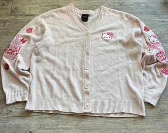 ハローキティ カーディガン ストロベリーミルク スキマーセーター ニットパッチ サンリオ XL