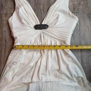 BCBG Max Azria witte Griekse Y2K maxi-jurk XS formeel schoolbal vintage begin jaren 2000 afbeelding 9