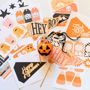 Halloween Pennant Flags, Gift Tags, Printable Flags, Halloween Party, Boo Basket Tags, Printable Party Set, Digital Download, Print Bundle