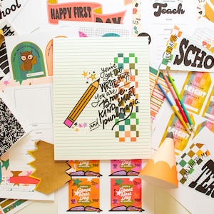 First Day of School, Back to School Printable, Pennant Flags, Printable Party Set, Bulletin Board, Teacher Tags, Digital Download