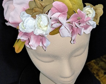Ribbon Tied Faux Floral Crown