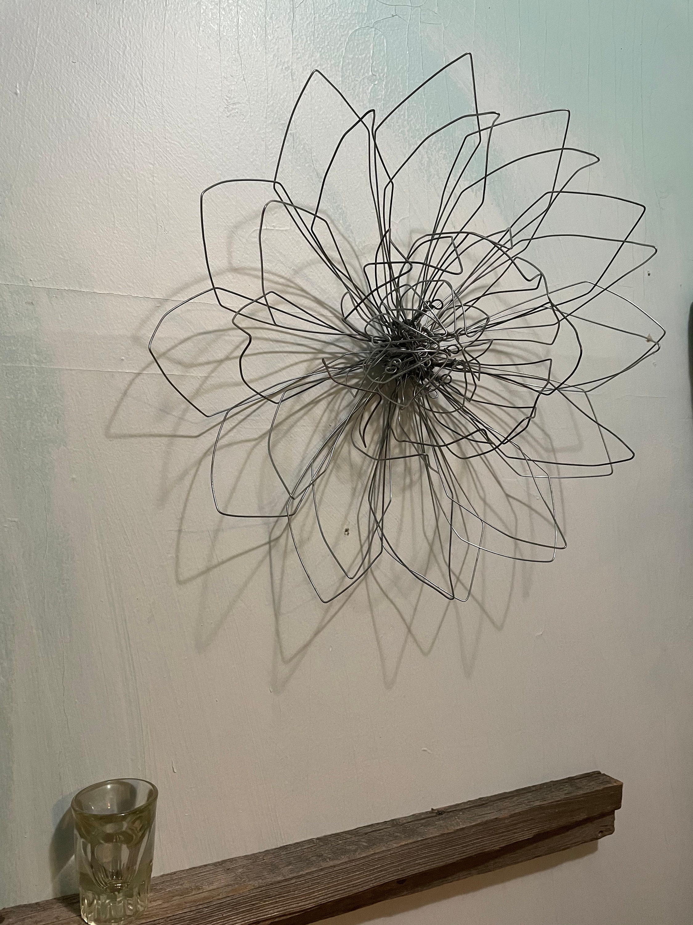 Large Steel Wire Metal Flower Wall Decoration Sculpture 16 Etsy