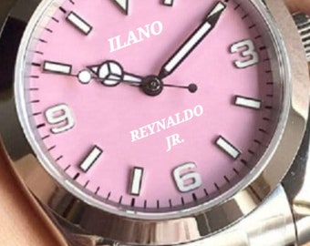 Pink Dial Explorer Watch - SEIKO NH35 Automatic Movement - Etsy