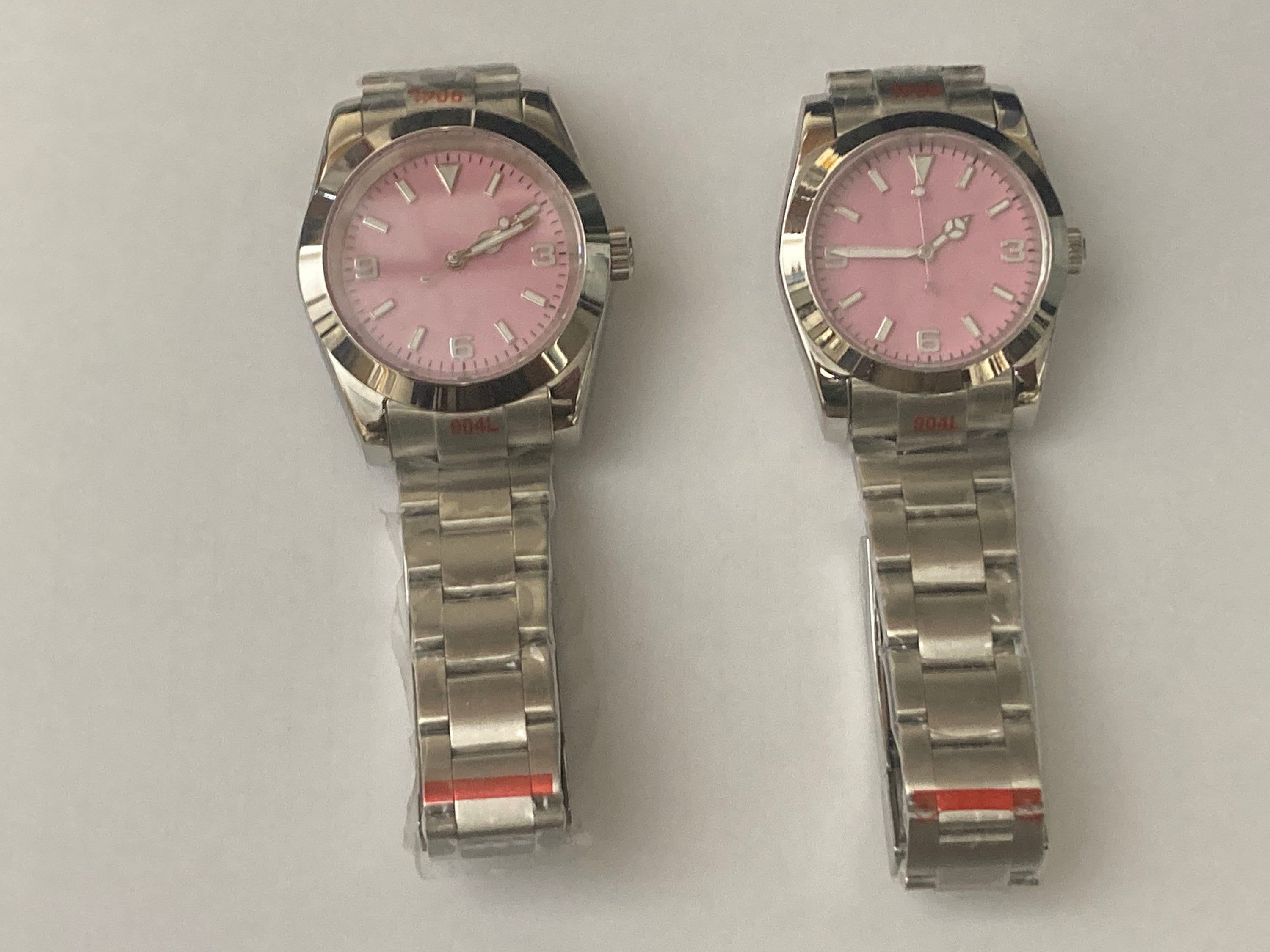 カスタム腕時計 NH35 Mod エクスプローラータイプ (ピンク) Pink Dial Explorer Watch - SEIKO NH35 Automatic Movement - Etsy