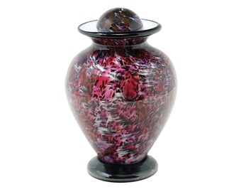 Atlantic Ruby Urn for Ashes made of Hand Blown Glass - Small