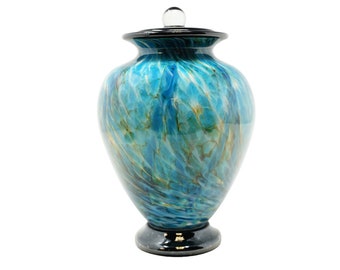 Amato Aegean Urn for Ashes made of Hand Blown Glass Urn - Small