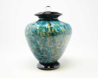 Greco Aegean Urn for Ashes made of Hand Blown Glass - Pet