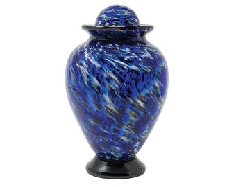 Atlantic Water Urn for Ashes made of Hand Blown Glass - Small
