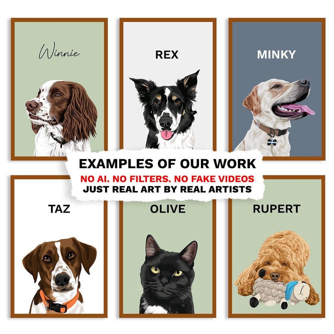 Personalized Dog Portrait From Photo | Custom Pet Prints | Custom Pet ...