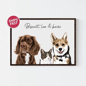 Ritratto di animale domestico, ritratto di animale domestico personalizzato, ritratto di cane personalizzato, ritratto di più animali domestici personalizzati, ritratto di animale domestico personalizzato da foto / SPEDIZIONE RAPIDA