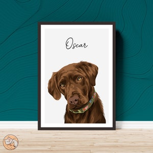 Pet Portrait, Hand-illustrated Custom Portrait, Personalized Dog Portrait, Custom Cat Portrait, Pet Memorial Gift, Digital or Print