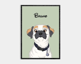 Cartoon Pet Portrait | Custom Cartoon Pet Portrait | Cat & Dog Portrait From Photo | Pet Cartoon Style | Custom Dog Gift | Custom Cat Gift