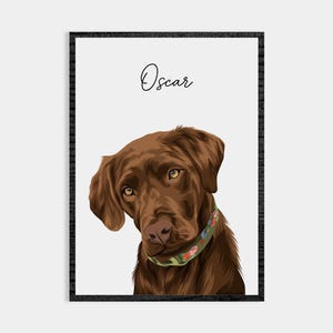 Ritratto di animale domestico / Ritratto personalizzato illustrato a mano / Arte murale personalizzata per cani / Regalo commemorativo per animali domestici / Digitale, stampato o incorniciato, SPEDIZIONE VELOCE