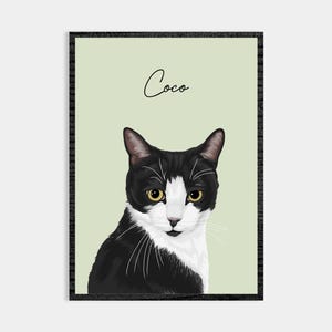 Ritratto di gatto / Ritratto di gatto personalizzato / Illustrazione di gatto personalizzata / Ritratto di gatto da foto / Spedizione veloce / Prodotto nel Regno Unito