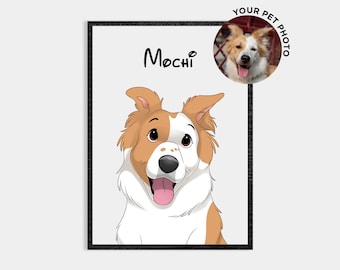 Cartoon Pet Portrait | Custom Cartoon Pet Portrait | Cat & Dog Portrait From Photo | Pet Cartoon Style | Custom Dog Gift | Custom Cat Gift