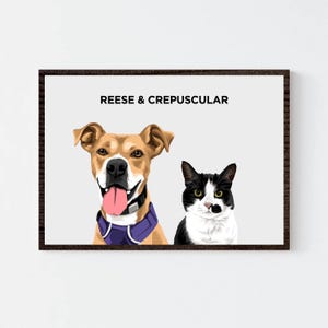 Ritratto di due animali domestici / Stampa personalizzata di due animali domestici / Regalo personalizzato di ritratto di animale domestico / Ritratto di cane / Commemorativo di animale domestico