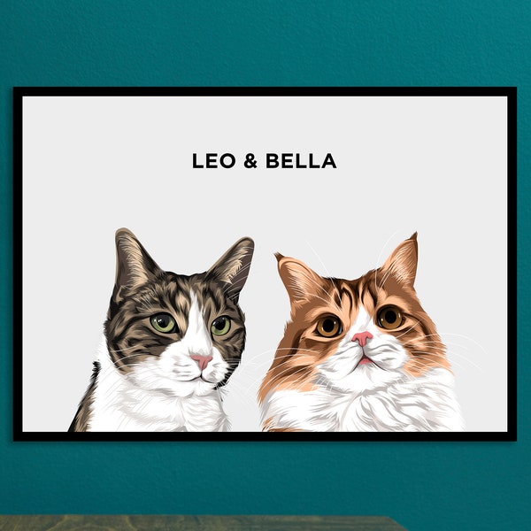 Custom Cat Portrait, Personalised Pet Illustrations, Pet Memorial Gift, New Pet Gift, Pet Lover Gift, Pet Portrait’s, Any Pets Portrait