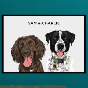 Pet Portrait | Custom Two Pet Portrait Print | Personalised Gift | Dog Portrait | Pet Memorial