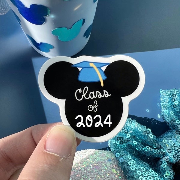 Graduation Sticker, Graduation Gift, Graduation Minnie Ears, Class of 2024 Sticker, Grad Cap Sticker, Sticker, Hydroflask Sticker