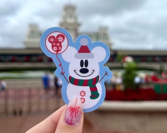 Christmas Sticker, Minnie Ears Sticker, Christmas Gift, Mickey Christmas Sticker, Mickey Snowman Sticker, Hydroflask Sticker, Snowman