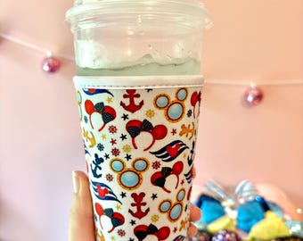 Magical Iced Coffee Sleeve, Iced Coffee Sleeve, Cruise Drink Cover, Insulated Drink Sleeve, Coffee Lover Gift, Minnie Ears, Cruise Accessory