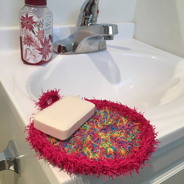 Exfoliating washcloths, crocheted handmade, scrubbing wash rag, colorful, several colors available, 6 inch diameter, great gift with soap