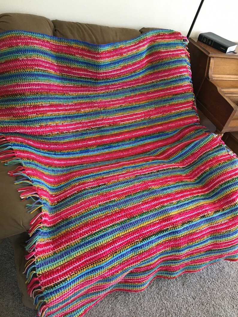Heavy Soft Tasseled Handmade Crochet Throw Blanket Afghan Etsy