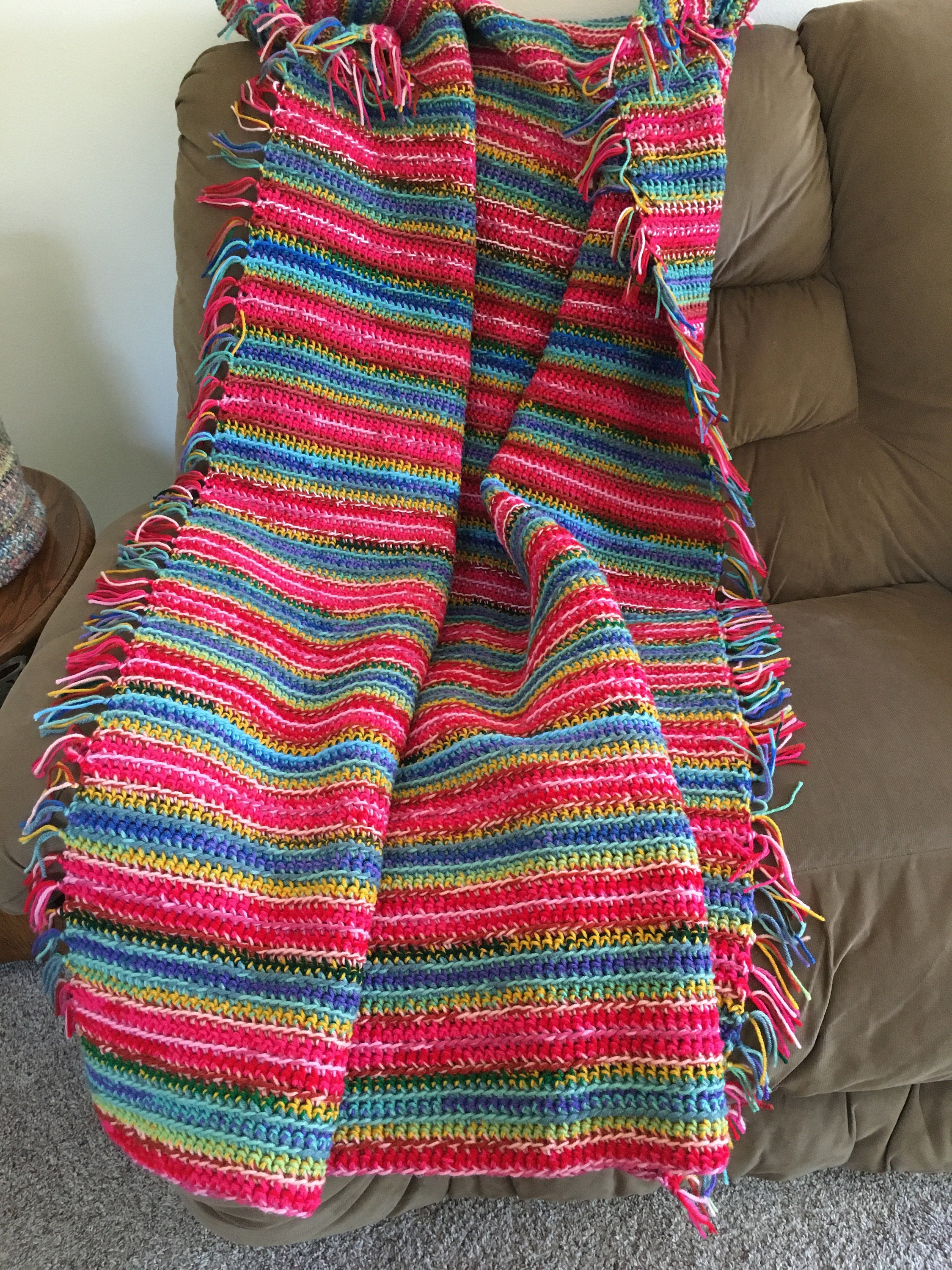 Heavy Soft Tasseled Handmade Crochet Throw Blanket Afghan Etsy