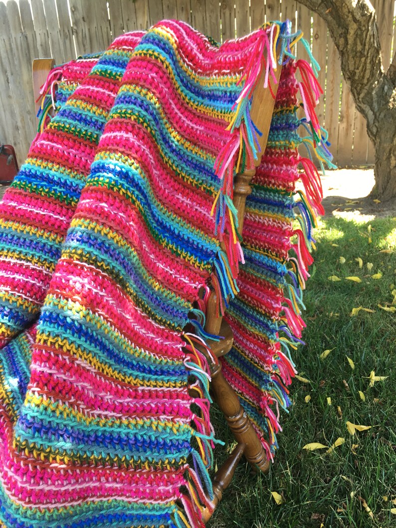 Heavy Soft Tasseled Handmade Crochet Throw Blanket Afghan Etsy