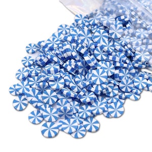 Blue Peppermint Polymer Clay Slices, Fake Sprinkles, Deco Jimmies, Clay Slices for Nail Art, Resin Crafts and Slime