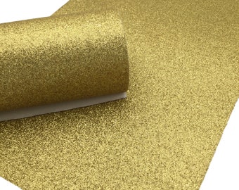 GOLD Fine Glitter Faux Leather Sheet, Glitter Sheets, Faux Leather Sheets, Leather for Earrings, Hair Bow Material - 464