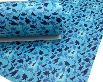 Sea Turtle Faux Leather DIY Craft Fabric Turtle Printed Faux Leather Sheets