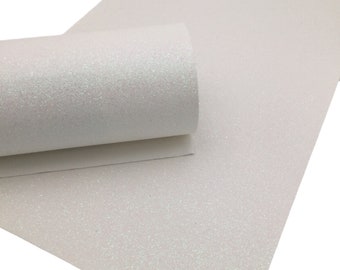 WHITE IRIDESCENT Fine Glitter Faux Leather Sheet, Glitter Sheets, Faux Leather Sheets, Leather for Earrings, Hair Bow Material